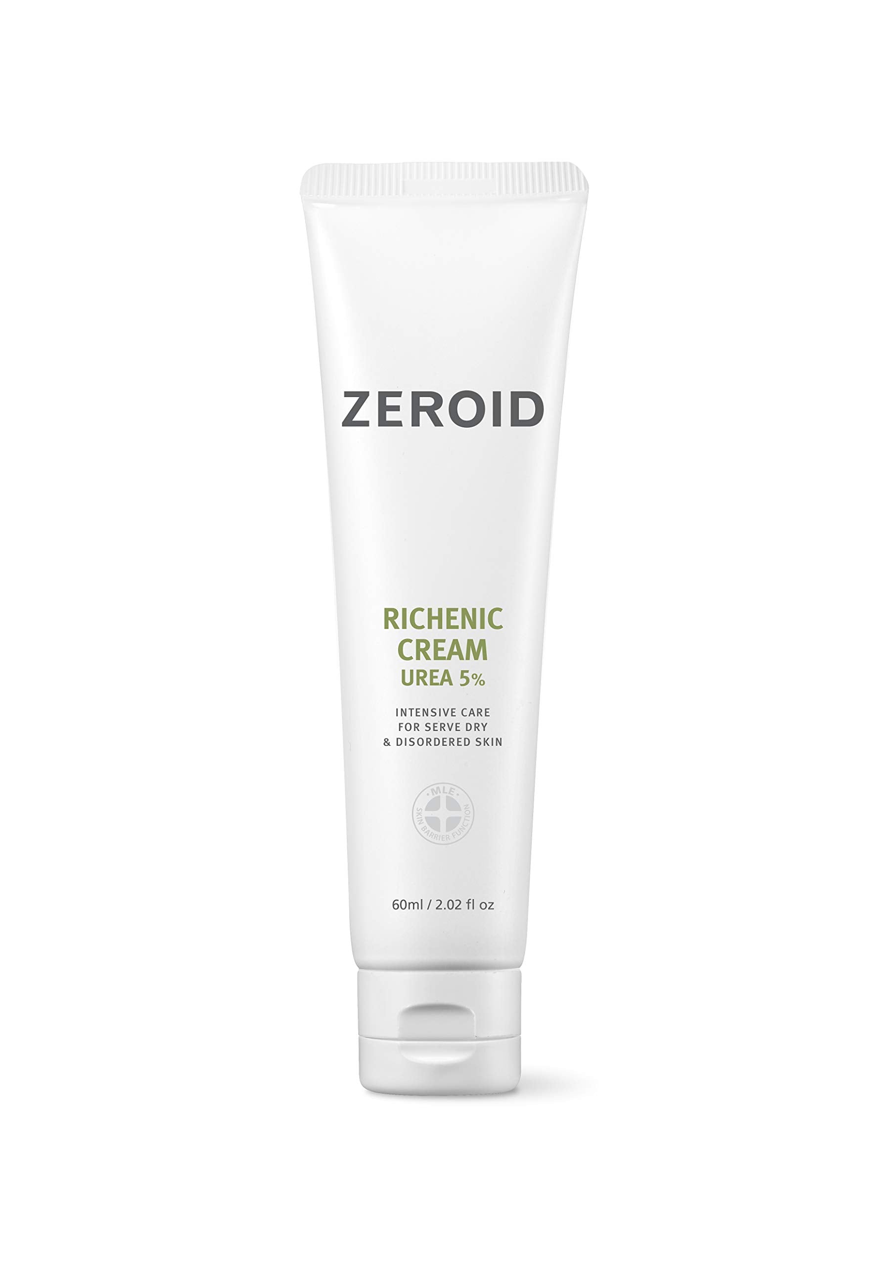 Zeroid Richenic Cream con Urea 5% en botella para hidratación profunda en piel seca