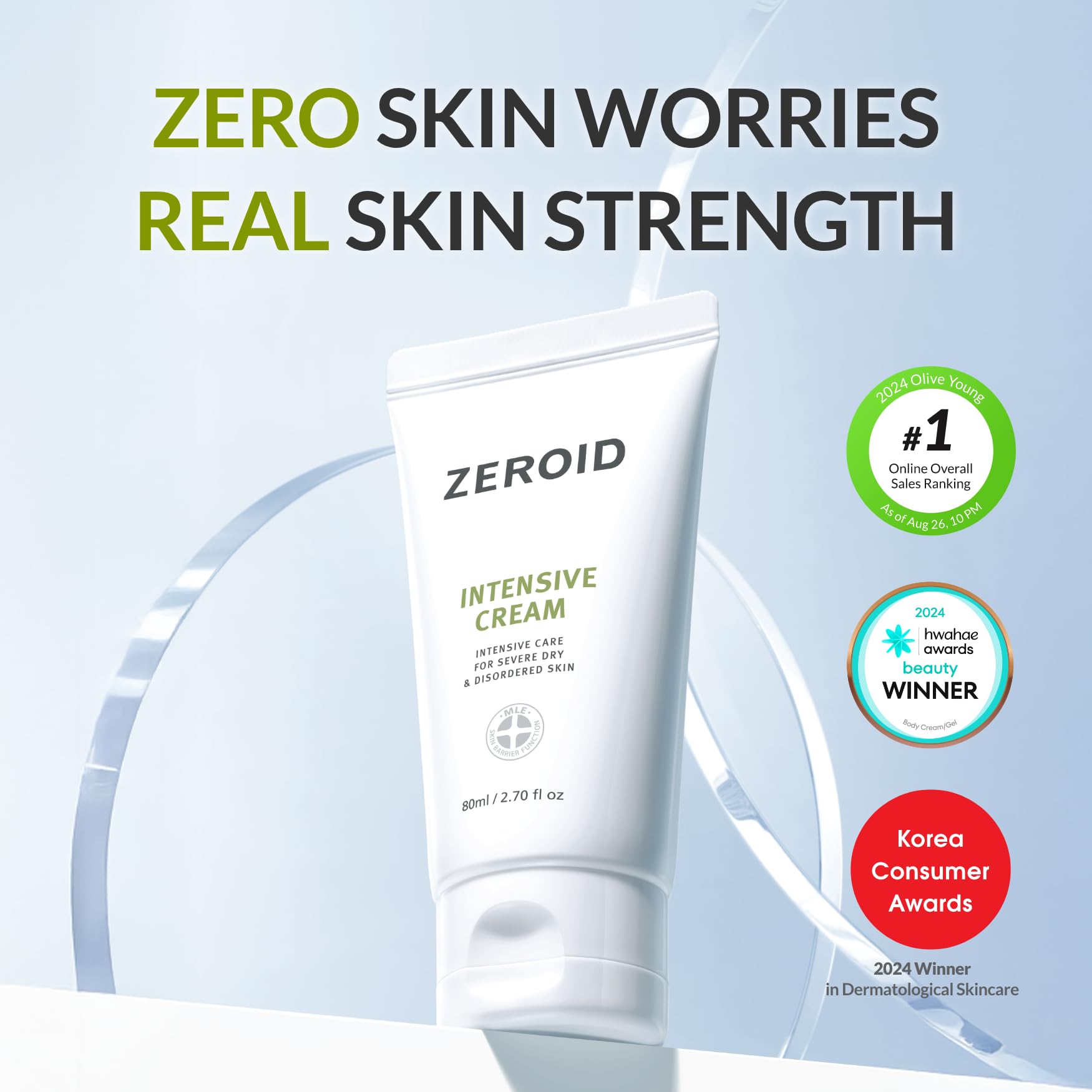 ZEROID Intensive Cream texture closeup shows rich, non-greasy formula for daily use