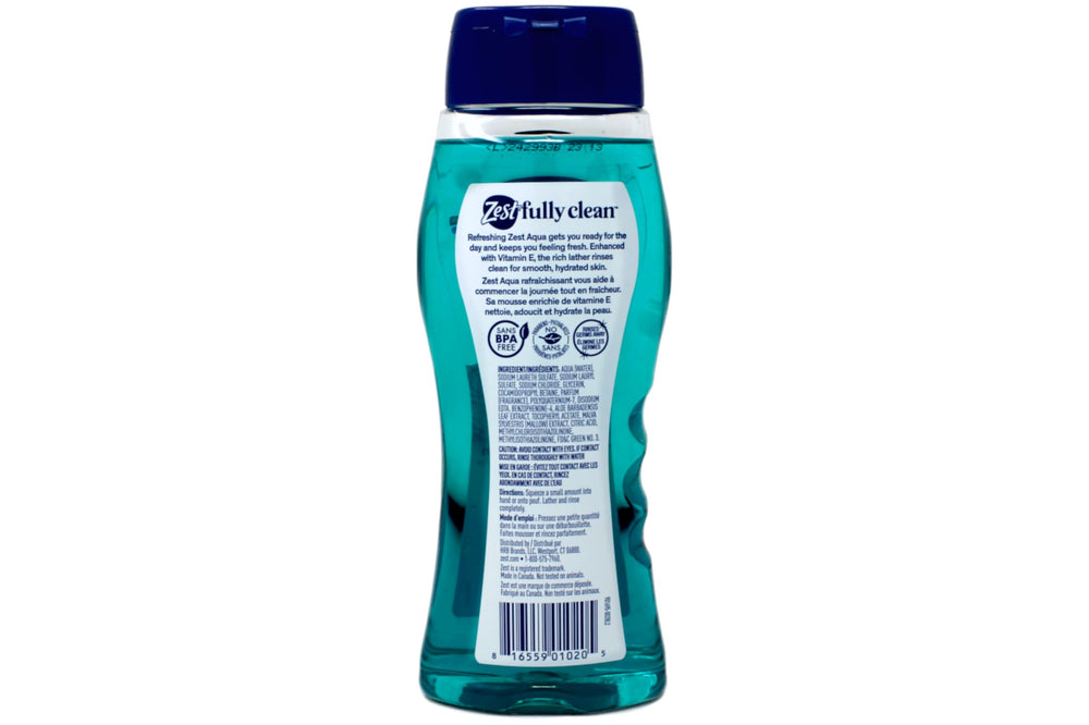 Zest Hydrating Body Wash Aqua scene of shower for a refreshing cleanse.