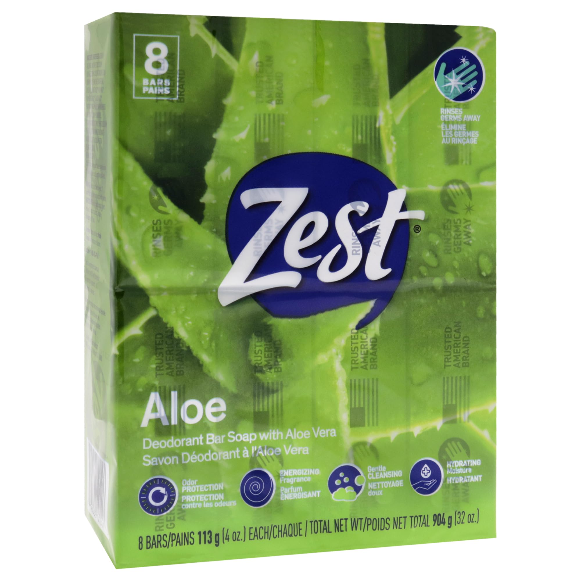 Zest 8 barras: espuma cremosa para una ducha reconfortante.