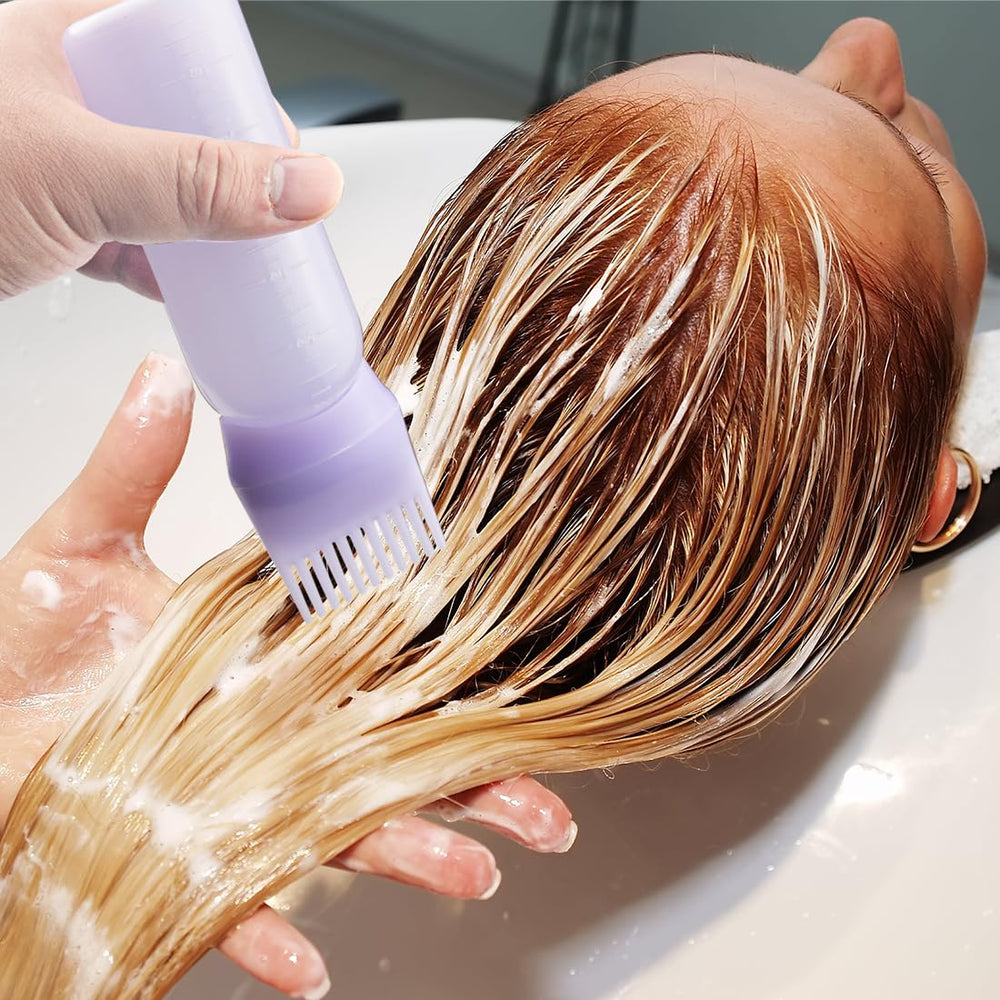 ZGQHZR purple-cap hair oil applicator ideal for salon sessions and touch-ups.
