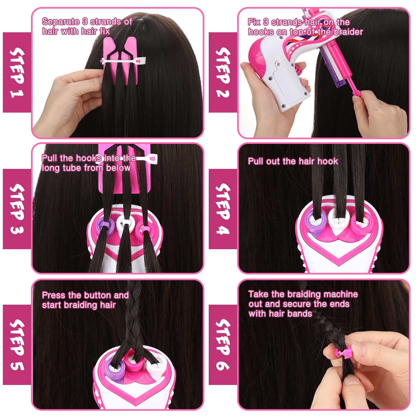 Zhehao braiding demo on long straight hair shows suitability.