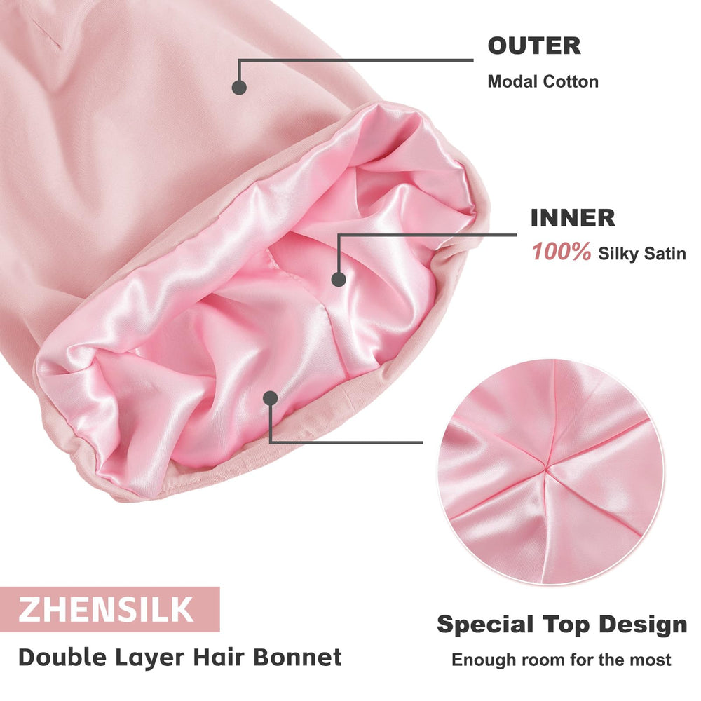 Bonete ZHENSILK en negro y rosa para combinar con estilo nocturno