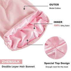 Bonete ZHENSILK en negro y rosa para combinar con estilo nocturno