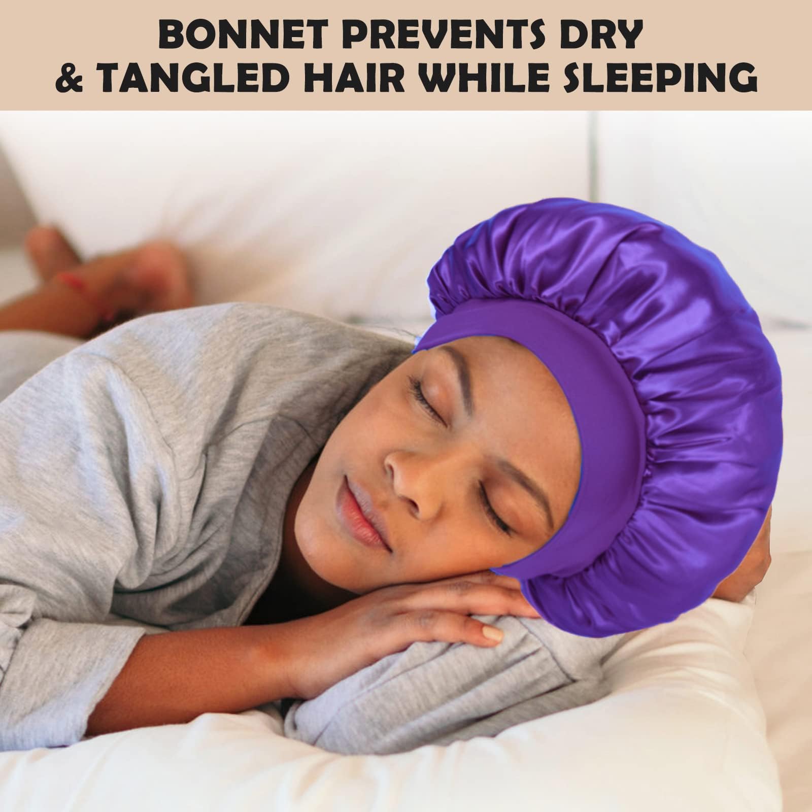ZHENSILK bonete dormir púrpura, mantiene el brillo natural del cabello durante la noche