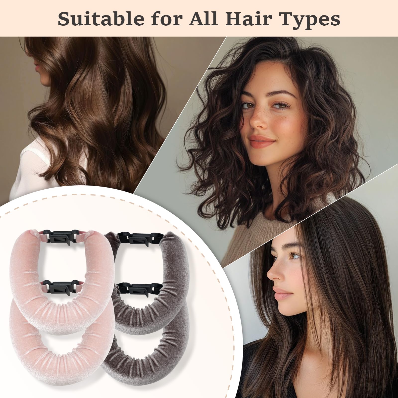 ZHENSILK four-piece curlers arranged for easy curl direction and volume