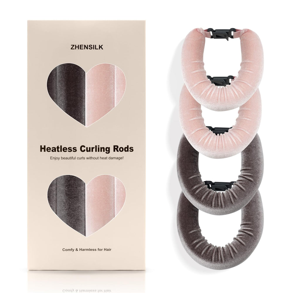 ZHENSILK heatless curling set with velvet overnight rods forming soft waves