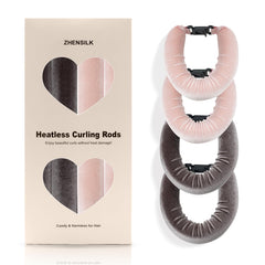 ZHENSILK heatless curling set with velvet overnight rods forming soft waves