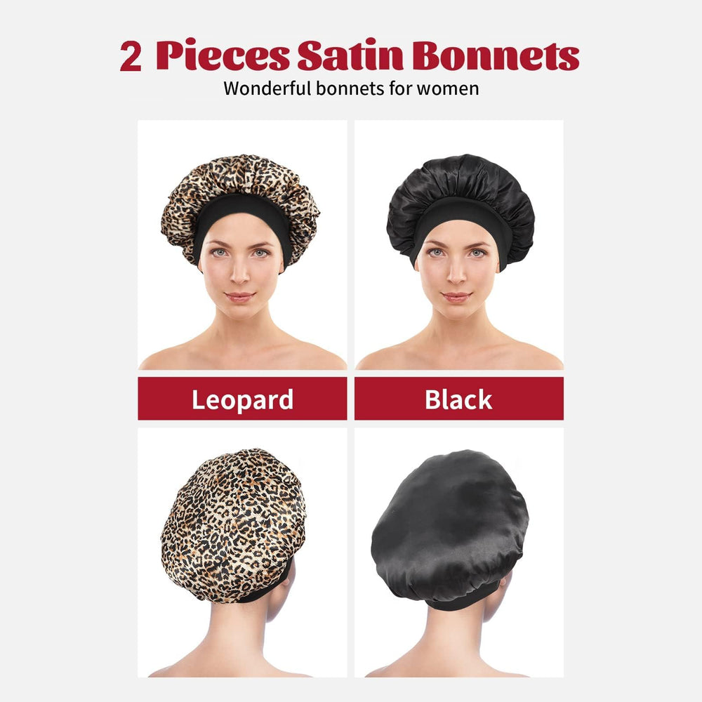ZHENSILK satin bonnet two-pack display for versatile nighttime wear.