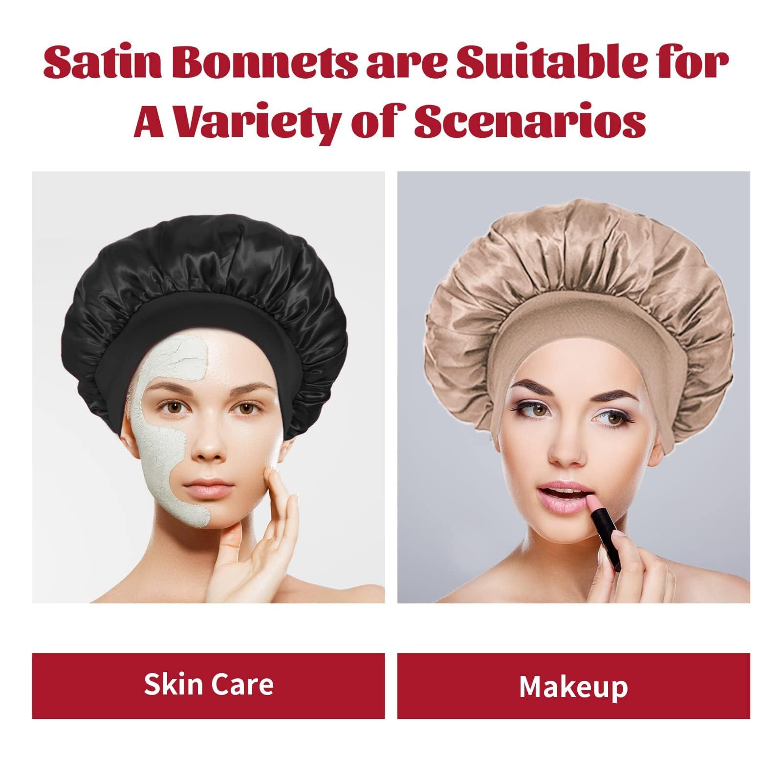 ZHENSILK silk bonnet being worn during skincare routine.