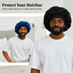 ZHENSILK silk satin bonnet for men in gray guards braids and locs while you rest.