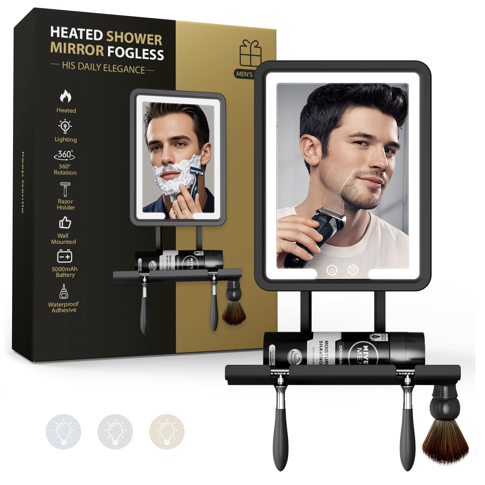Zhenyemei heated fogless shower mirror ready for clear shave with warm glow