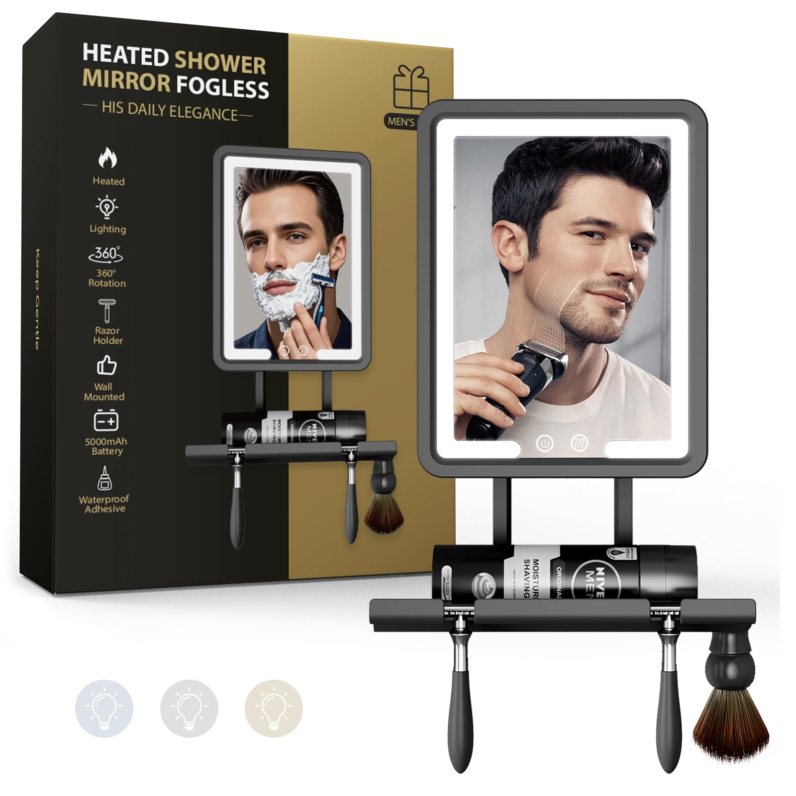 Zhenyemei heated shower mirror front view for fogless shaving