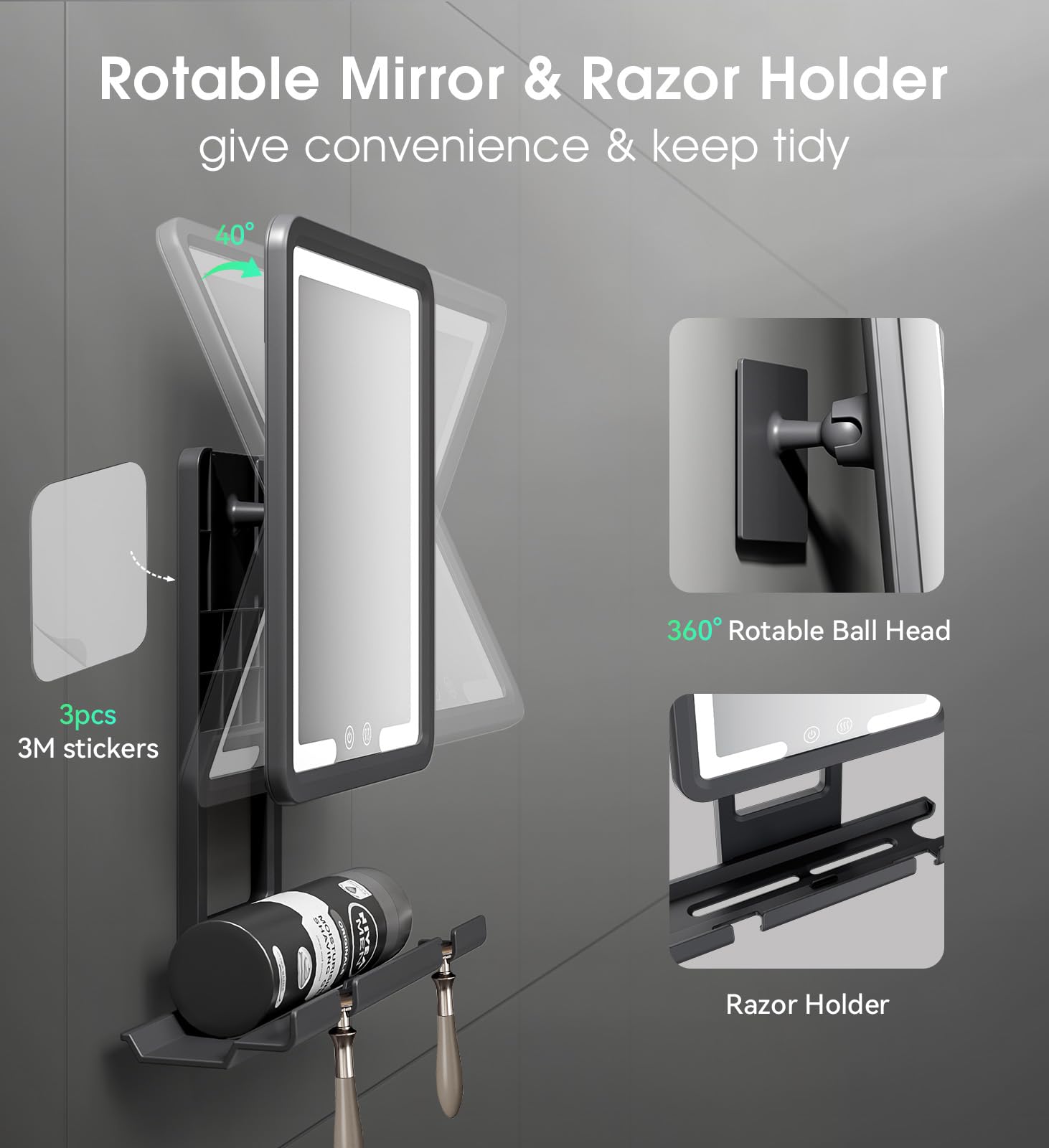 Zhenyemei mirror offers three color temperatures for lighting control