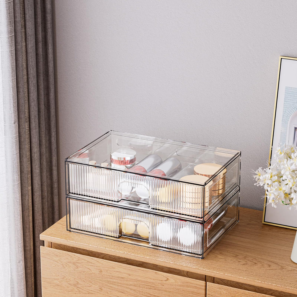 ZHIAI acrylic cosmetics organiser on vanity for quick access