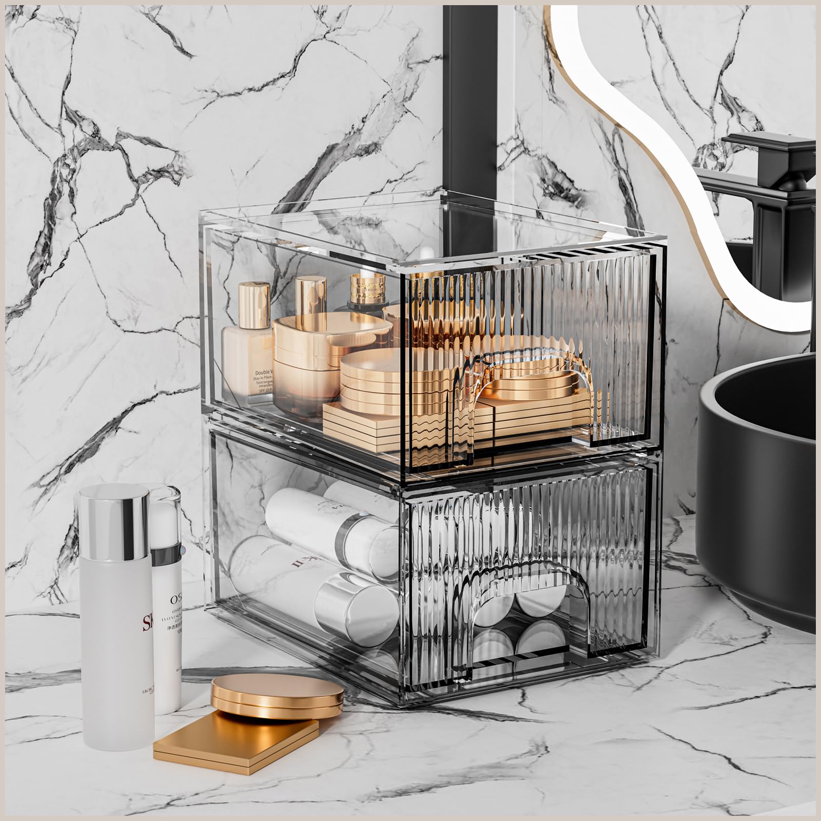 ZHIAI bathroom counter organizer keeps small toiletries accessible and tidy.