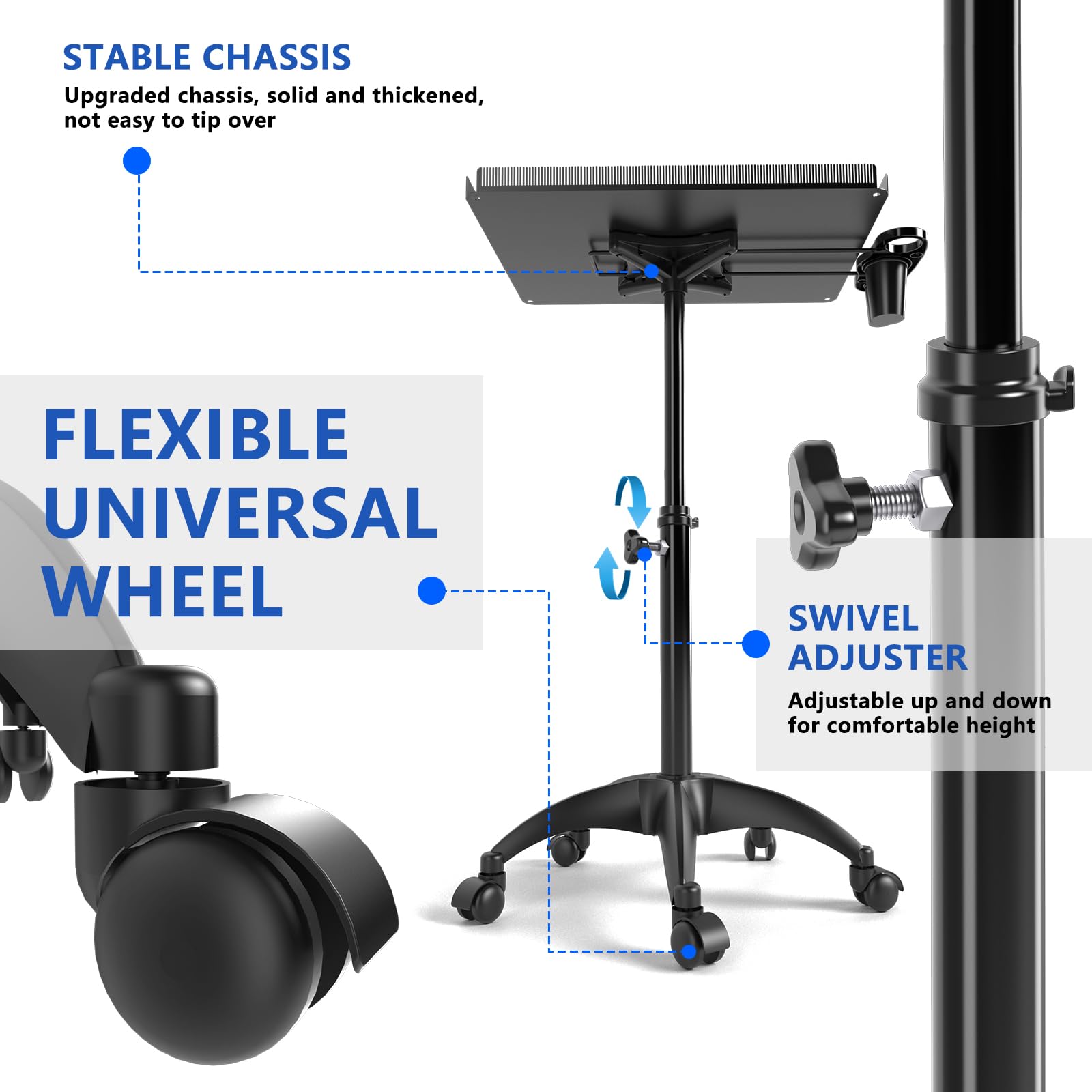 ZHOOGE rolling cart base stays stable on busy salon floors