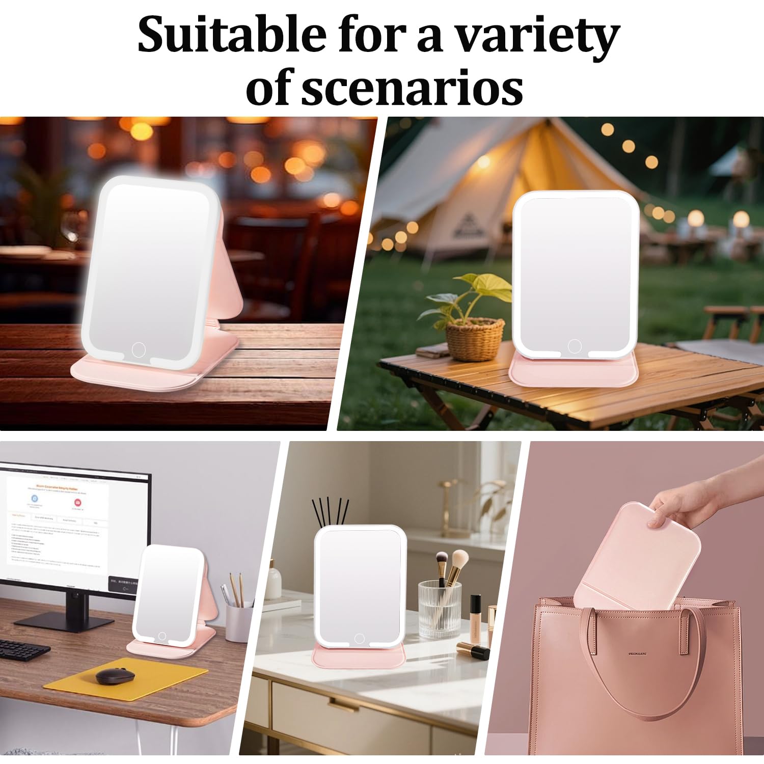 ZHUOTHAN pink travel mirror makes a stylish gift for beauty lovers.