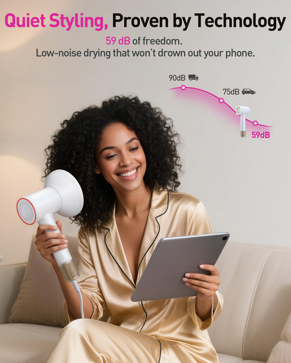 Zibtes diffuser attachment enhances curl definition with even airflow.