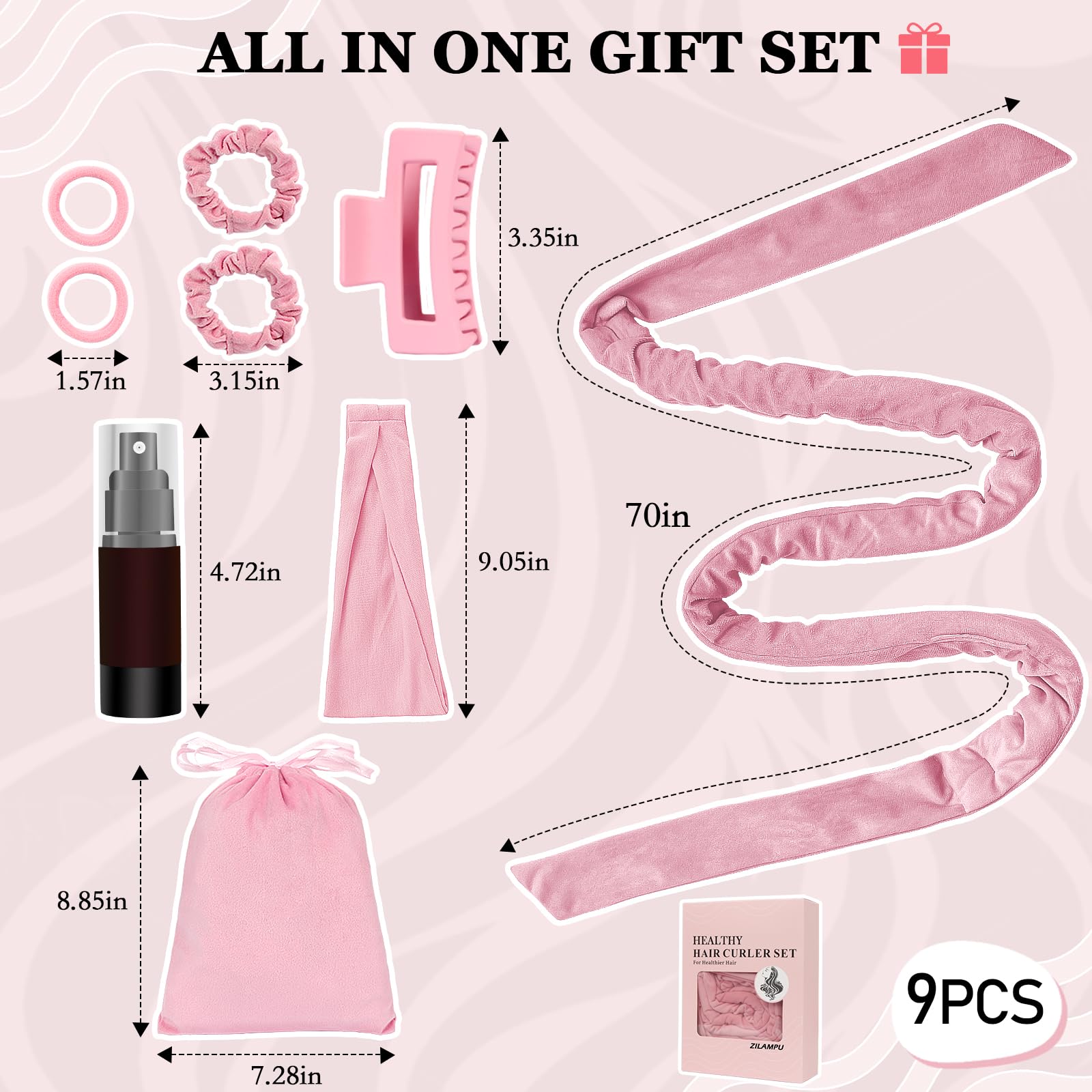 ZILAMPU curl set components arranged for a convenient gift.