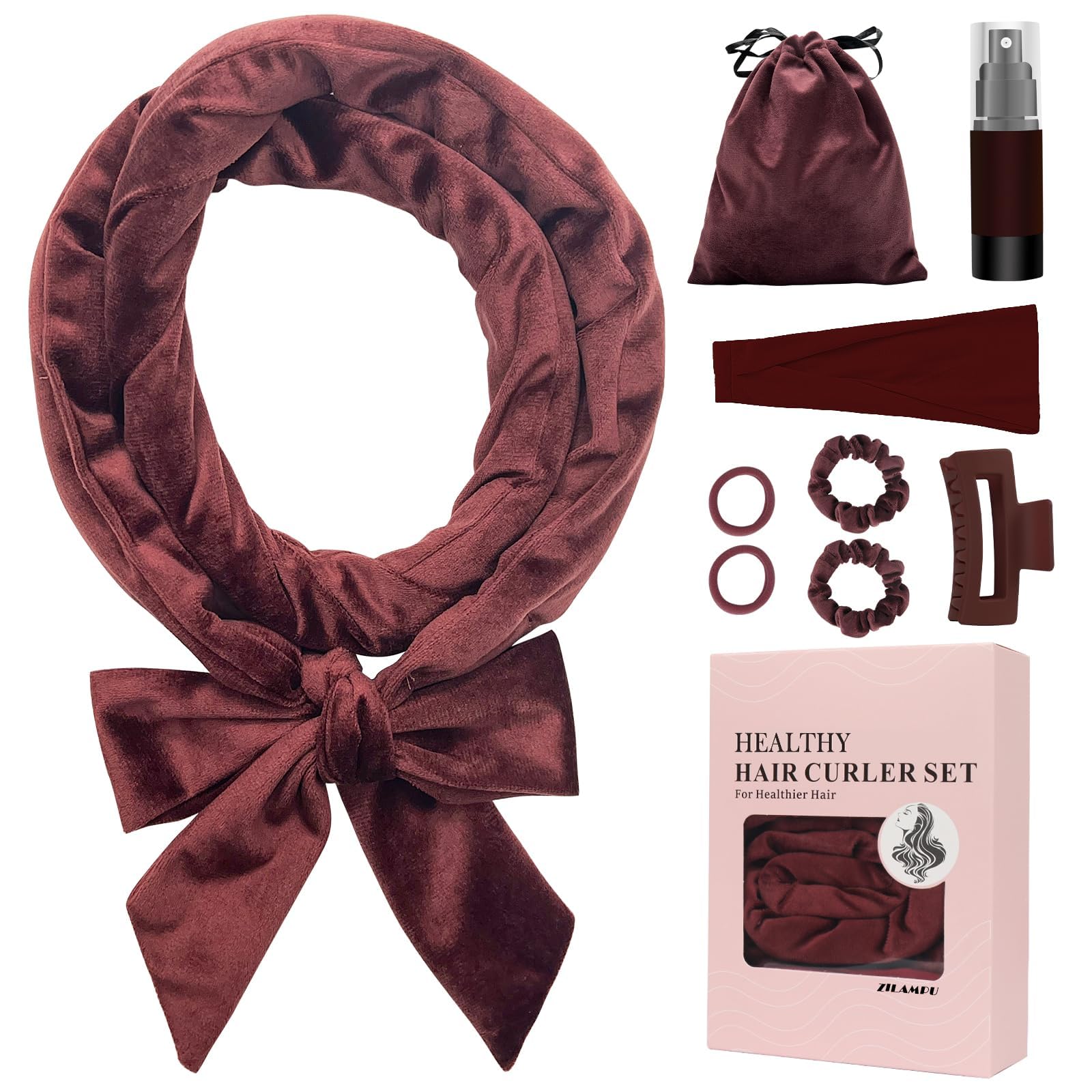 ZILAMPU hair curler headband velvet close up for heatless curls