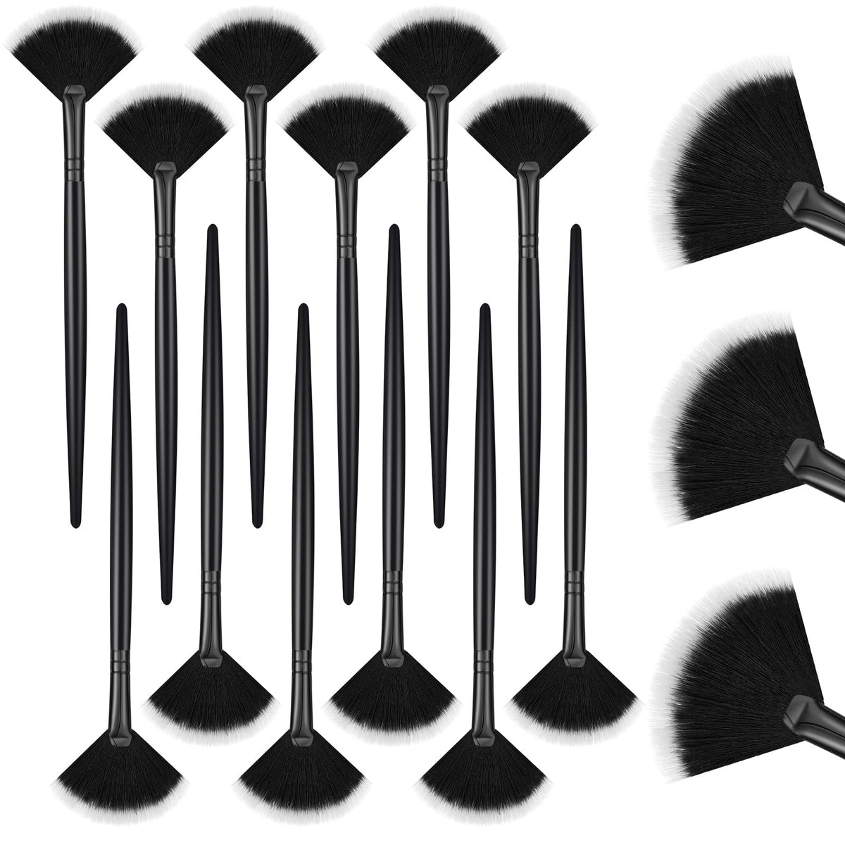 Ziliny 12-piece soft facial fan brush pack for precise mask application