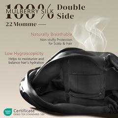 Close-up of ZIMASILK silk bonnet's smooth surface reducing friction.