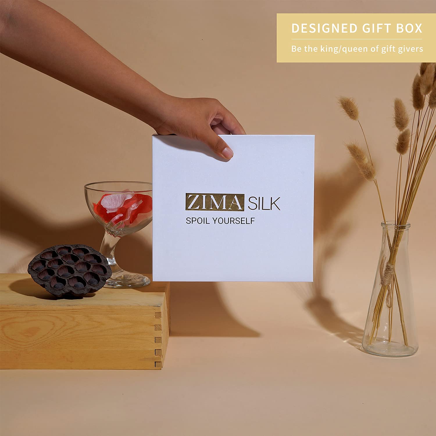 ZIMASILK night-use scene with bonnet during yoga or lounging.