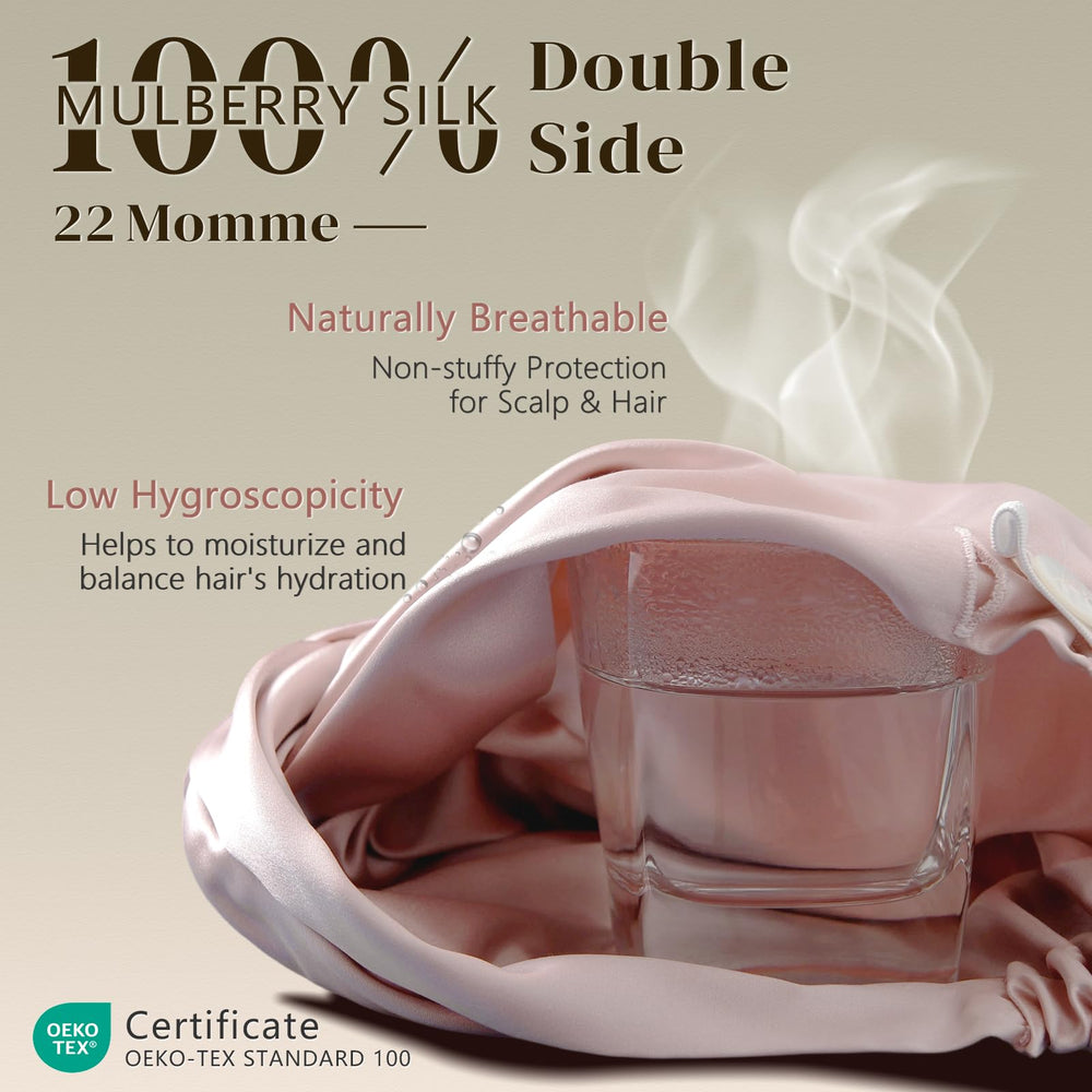 ZIMASILK silk bonnet with adjustable elastic band offers secure, comfortable fit during rest.
