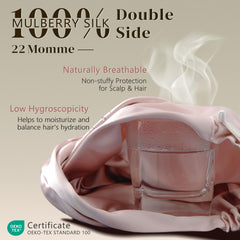 ZIMASILK silk bonnet with adjustable elastic band offers secure, comfortable fit during rest.