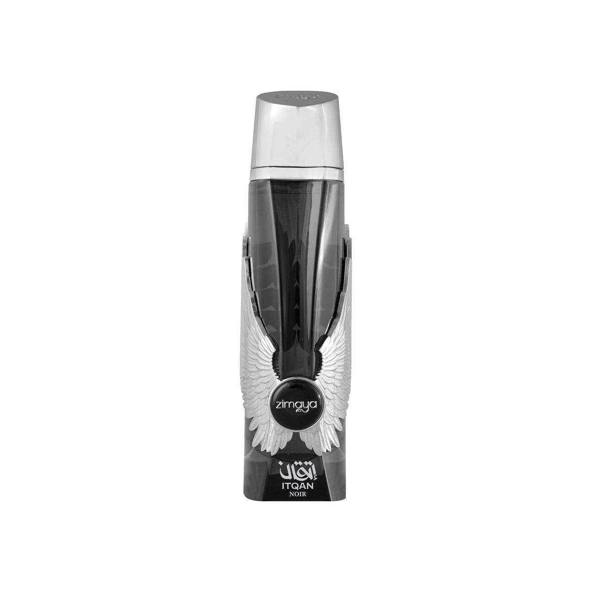 Zimaya Itqan Noir bottle close-up highlighting premium design for a confident evening.