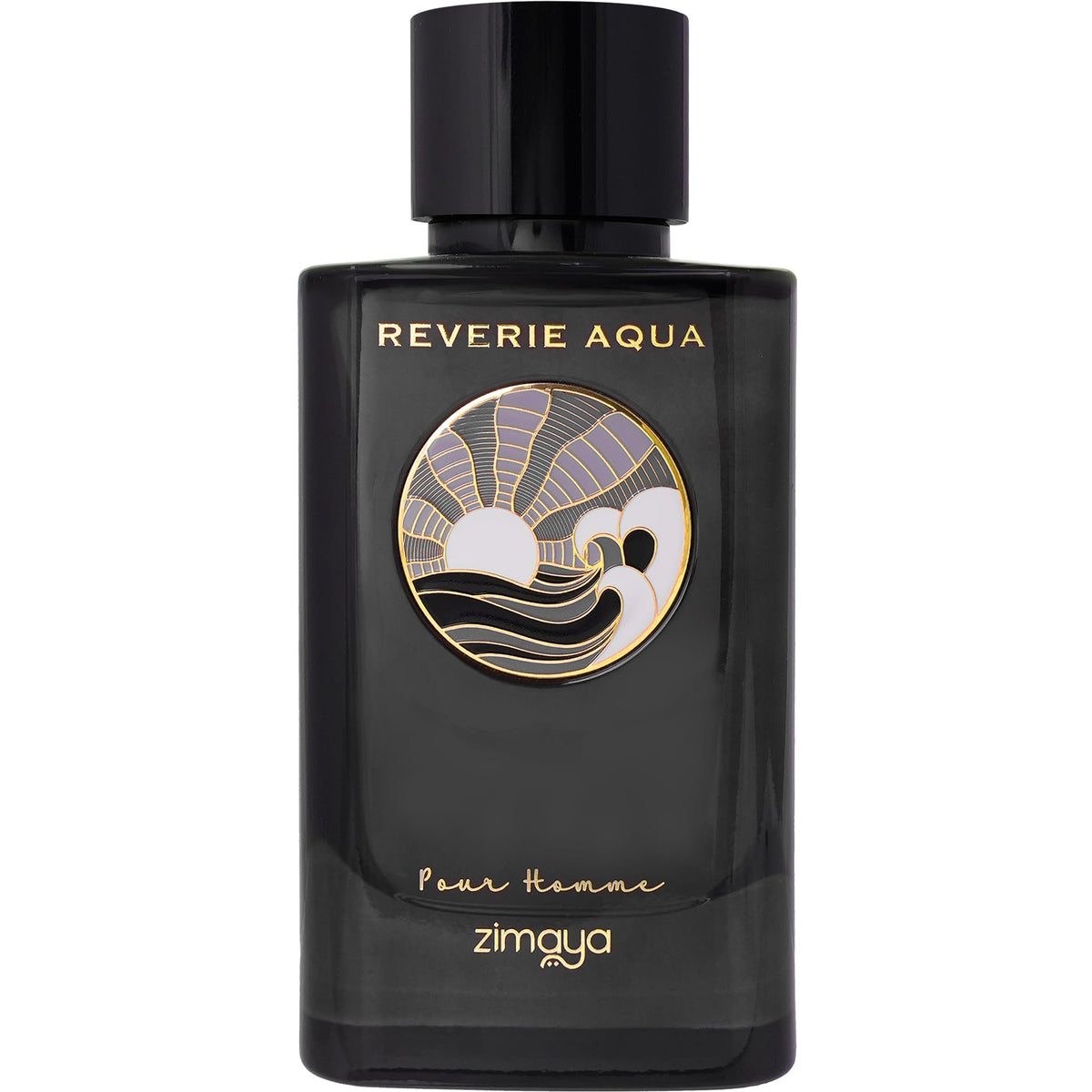 Zimaya Reverie Aqua Pour Homme bottle front, suggesting fresh sophistication for daily wear