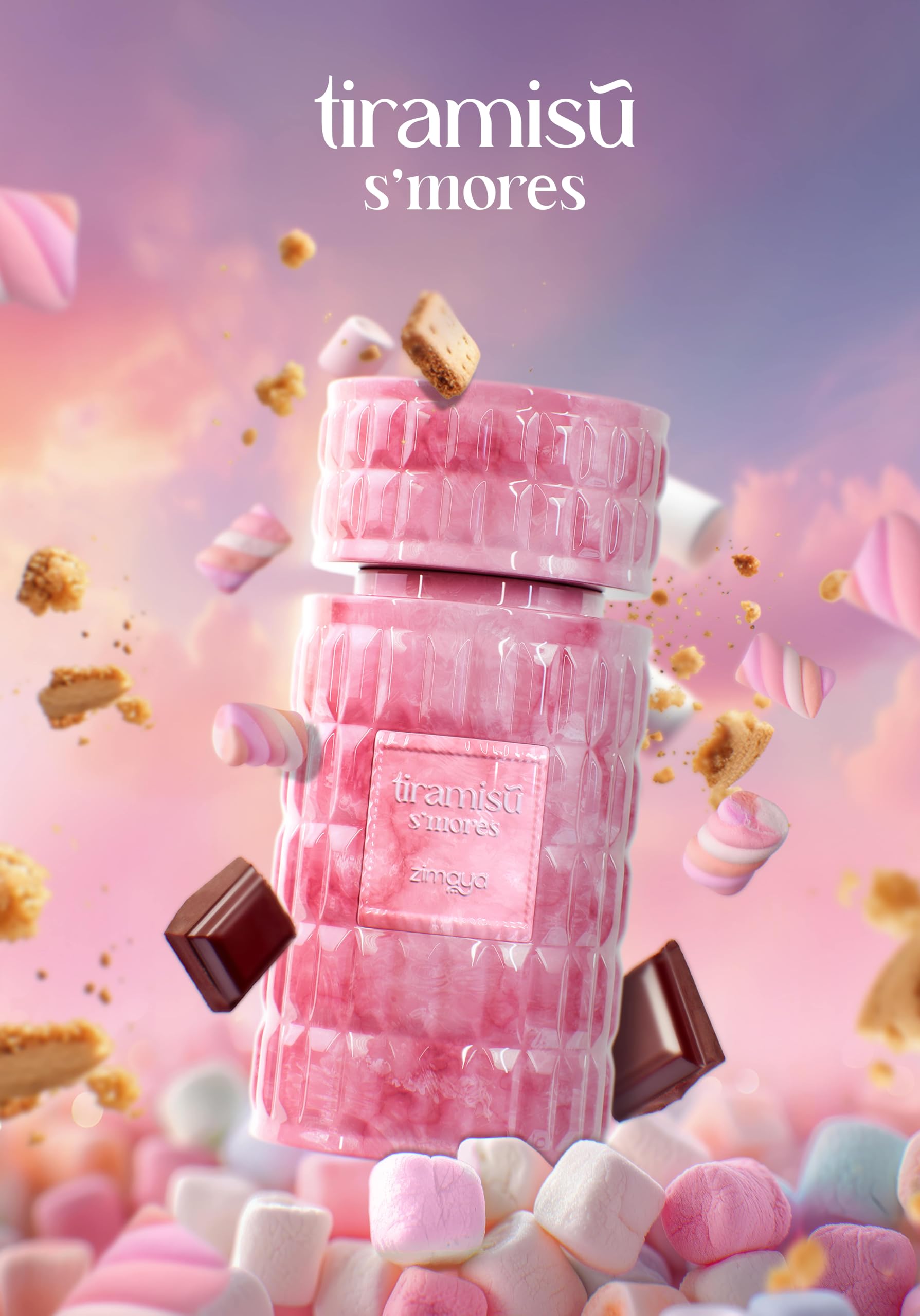 zimaya Tiramisu S'mores heart-notes image emphasizes almond and vanilla for a warm, playful core.