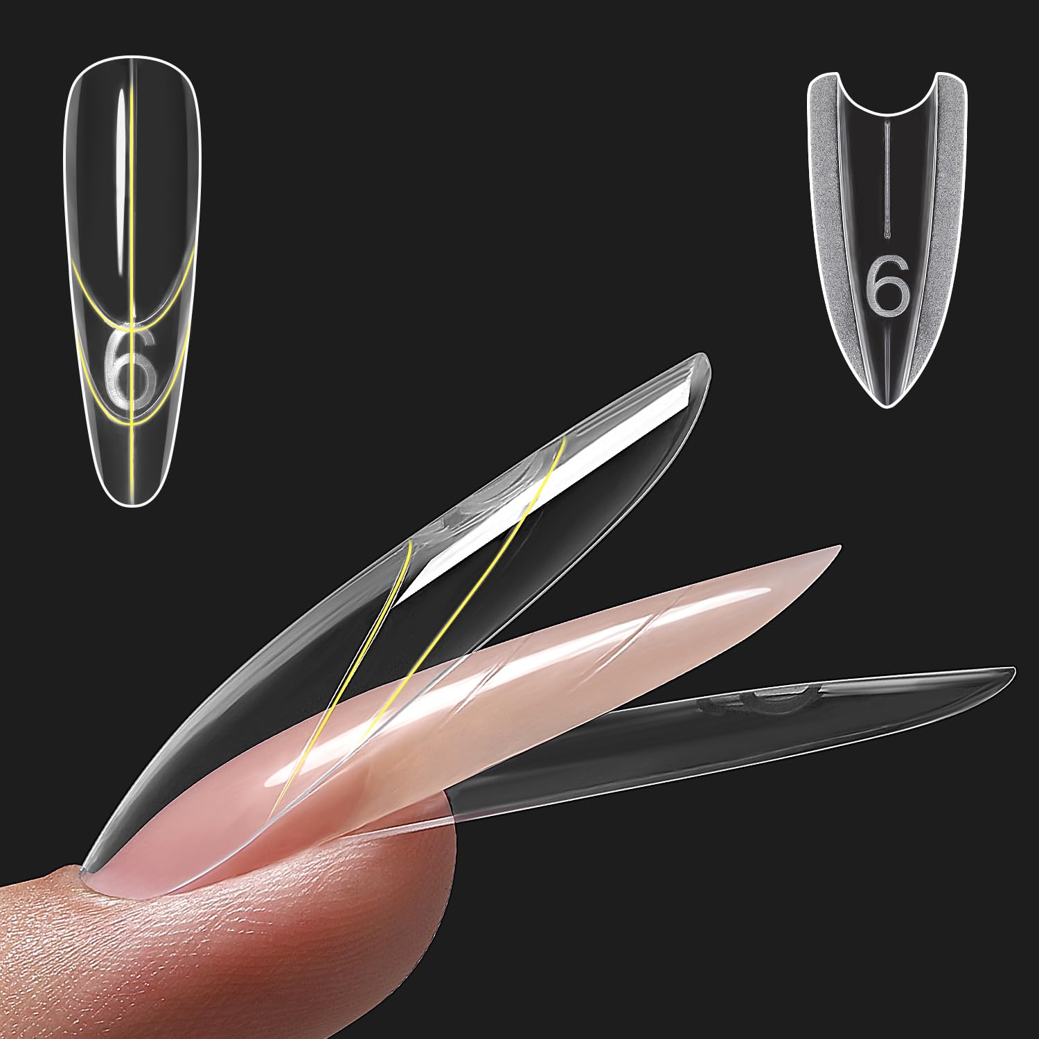 ZIMOOM Formas Dual Uñas con diseño sándwich, Almendra Redonda, extensión estable