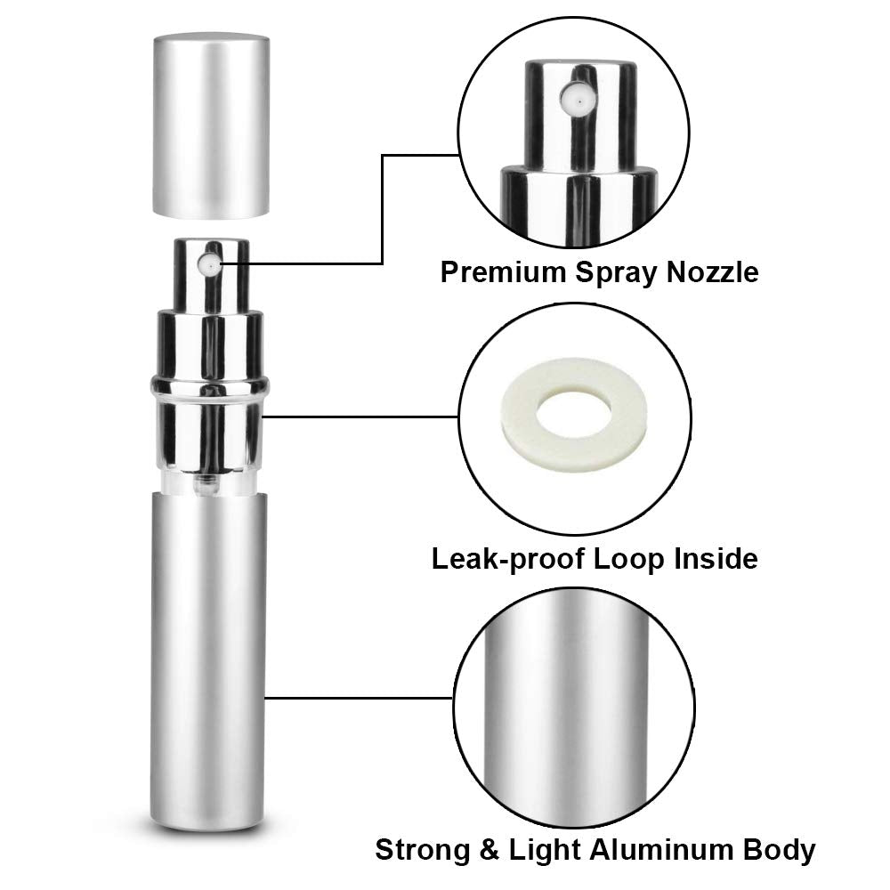 Zingso travel perfume bottle silver ideal for compact travel kits