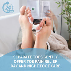 Zinyakon toe diffuser helps separate curled toes and reduce pressure.