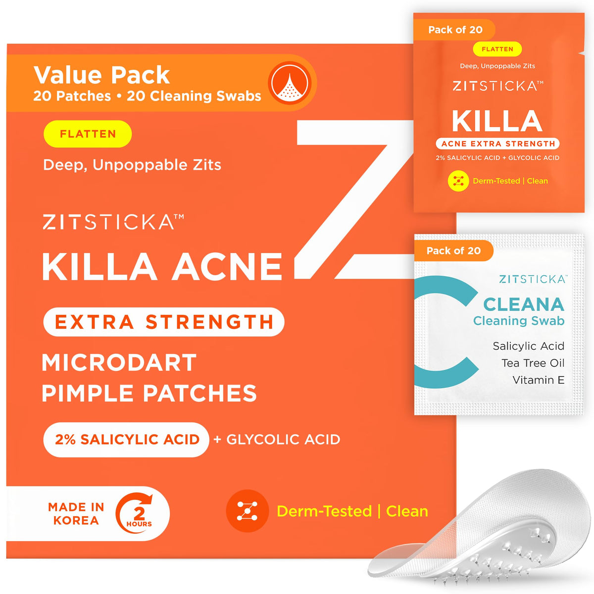 ZitSticka Killa patch close-up with microdarts delivering targeted acne relief.