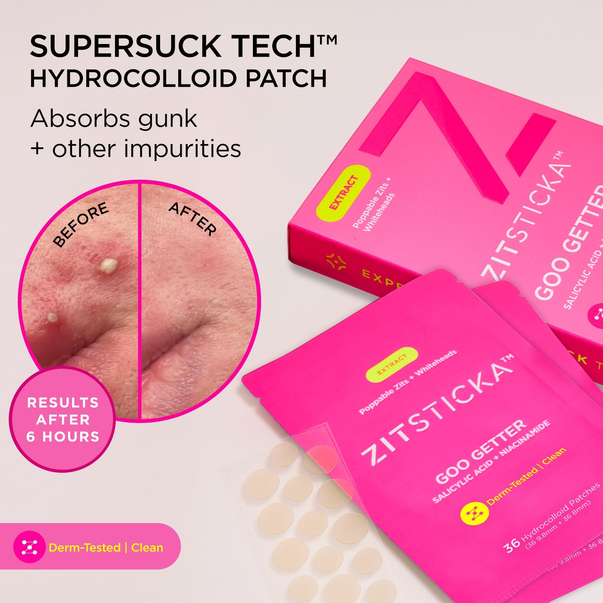 ZitSticka GOO GETTER: textura hidrocoloide que protege la zona afectada.