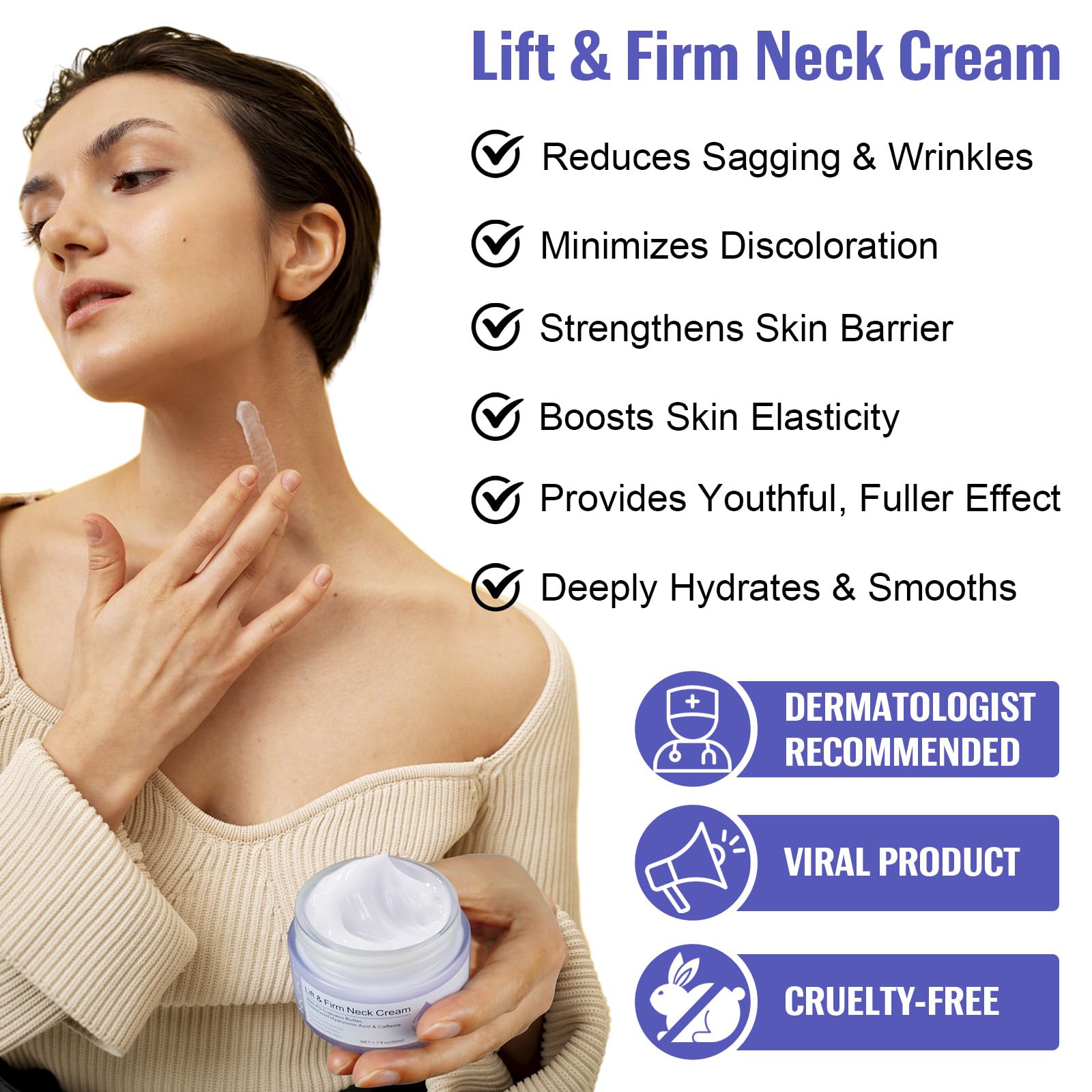 ZIXAOK neck cream quickly absorbs, leaving no sticky residue.