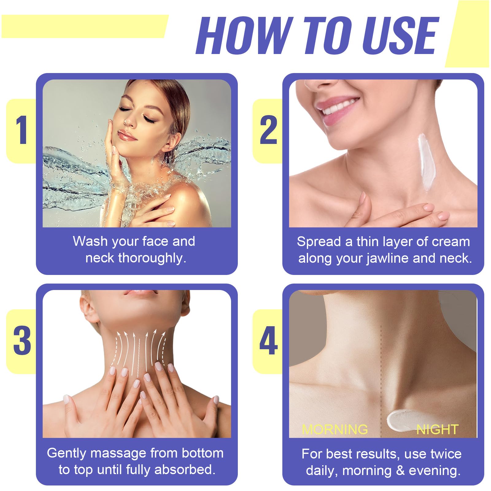 ZIXAOK neck cream has a non-greasy formula suitable for all skin types.