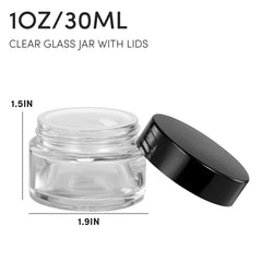 ZIYIZE 1oz glass jar with lid closeup showing airtight seal for creams and balms