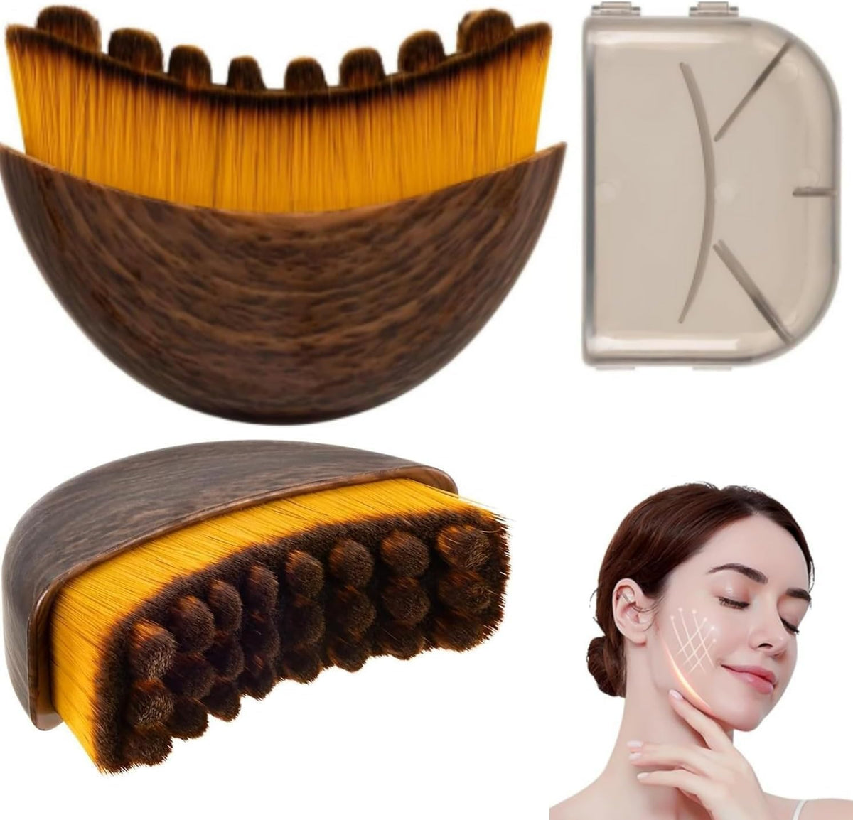 Zizmsh lymphatic contour brush close-up showing soft bristles for gentle cleansing