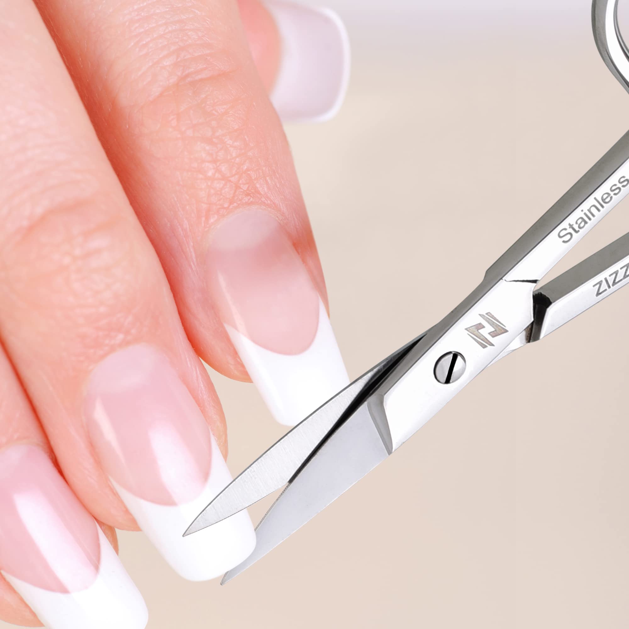 ZIZZLON nail scissors with micro-serrated blades for secure grip