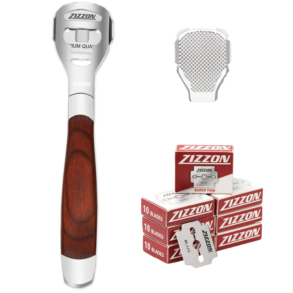 ZIZZON foot care pedicure shaver front view shows ergonomic design for comfortable use.