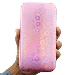 ZIZZON holographic pink case highlighting portable nail care organization.