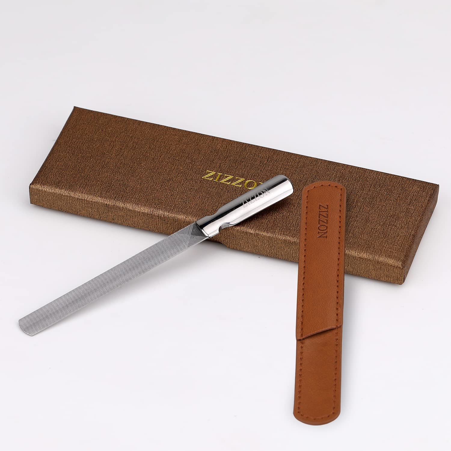 ZIZZON multi-purpose nail file for smoothing edges and removing debris at home.
