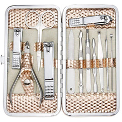 ZIZZON professional nail care kit in a rose-gold case for easy travel grooming.