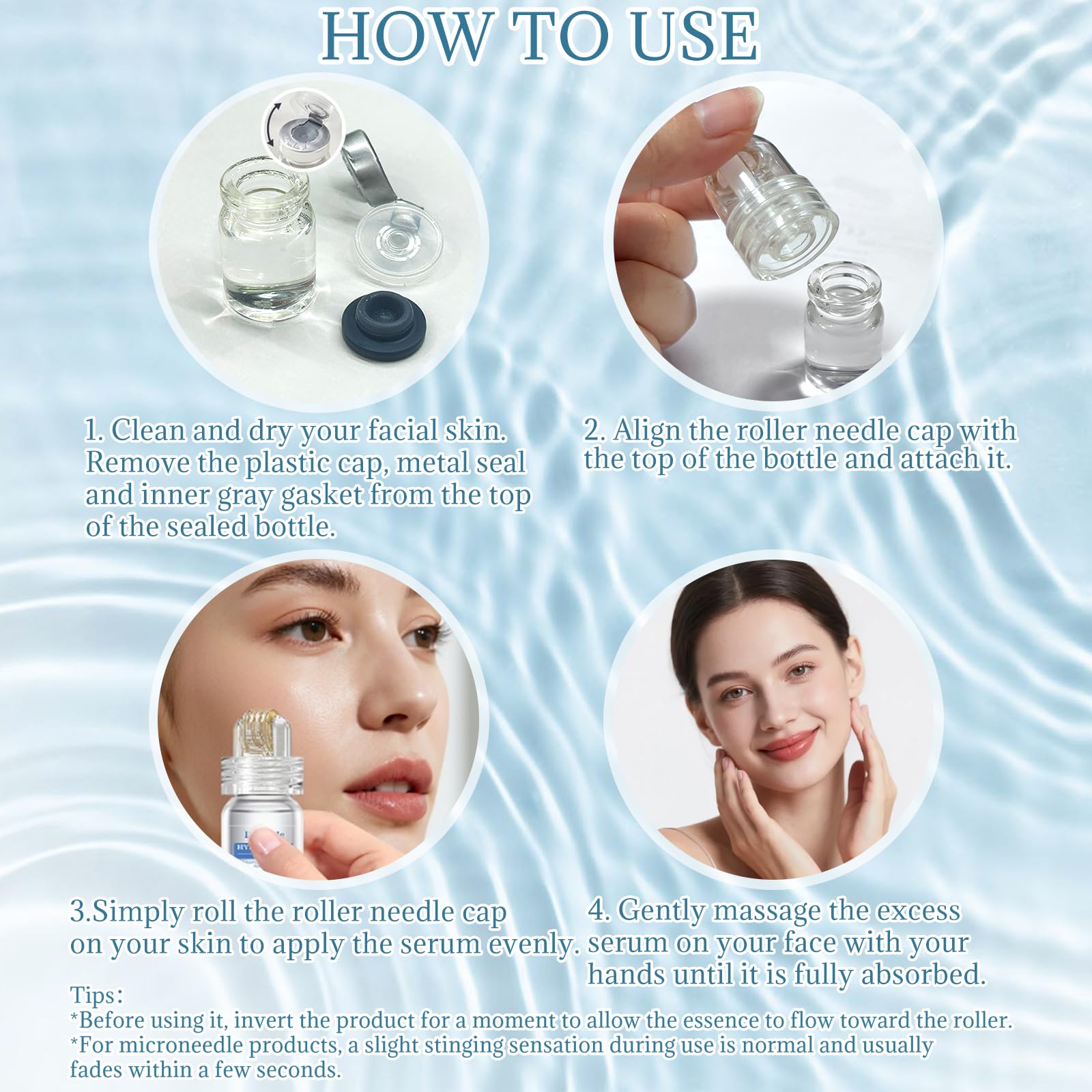 ZJRUI Micro Needling Kit illustration shows step-by-step use.