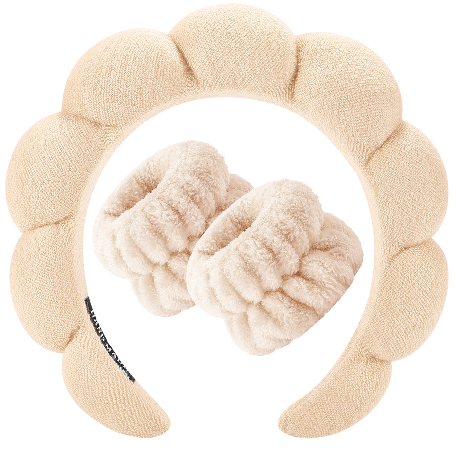 La diadema Zkptops para spa mantiene el cabello separado durante la limpieza facial.