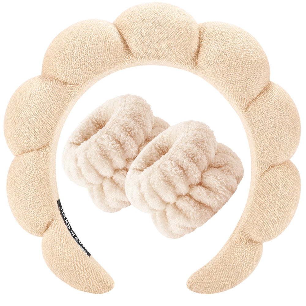 La diadema Zkptops para spa mantiene el cabello separado durante la limpieza facial.